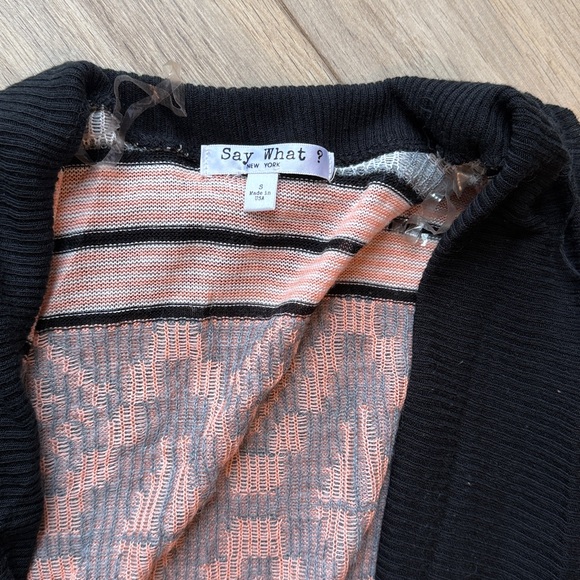 SAY WHAT? Long Sleeve Flowy Bright Neon Pink Aztec Print Knit Cardigan Sweater - Picture 2 of 3